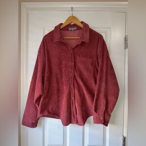 Wishlist Corduroy Button-Front Shirt Jacket in Dusty Rose